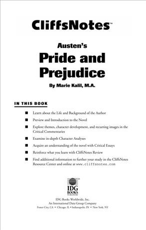 CliffsNotes Austen's Pride and prejudice [electronic resource] / by Marie Kalil.
